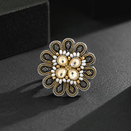 Tribal Floral Kundan Statement Ring