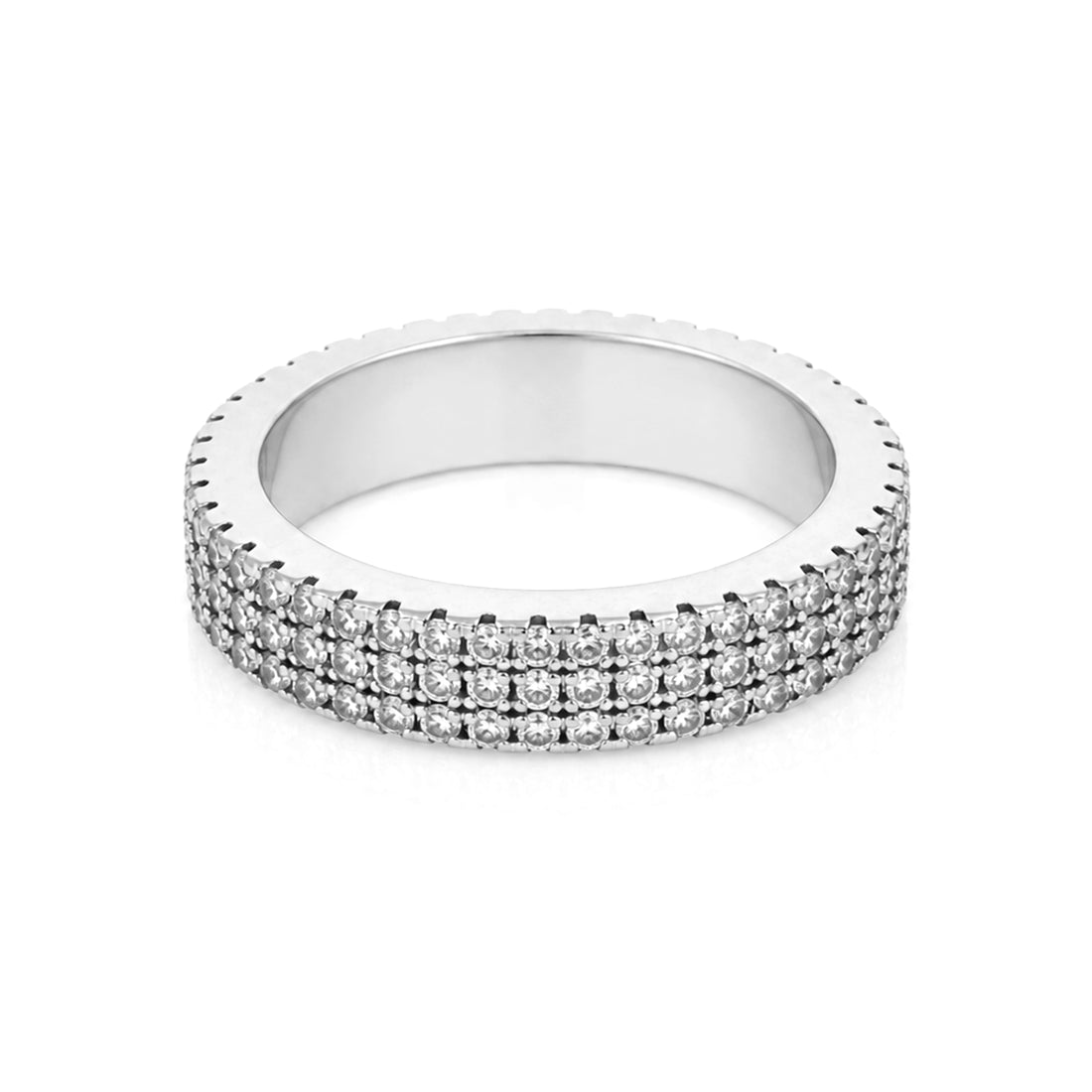 Triple Accent Band Eternity 925 Sterling Silver Ring for women