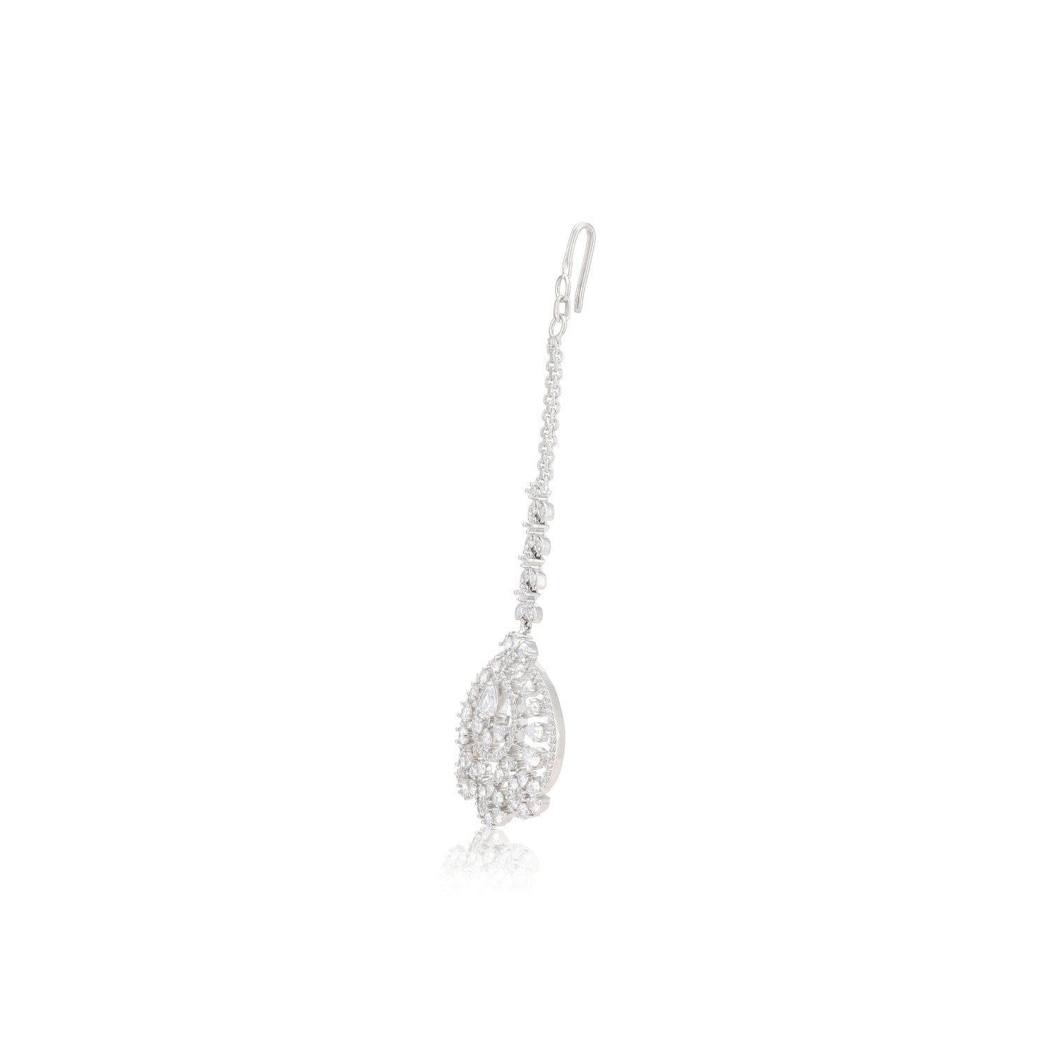 Triple Daisy Rhodium Plated Charm Tikka 
