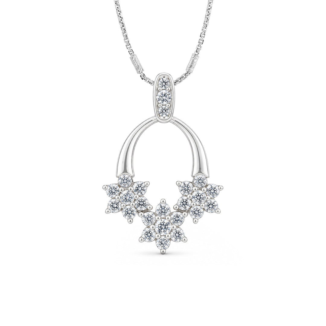 Triple Flower Cluster Sterling Silver Pendant