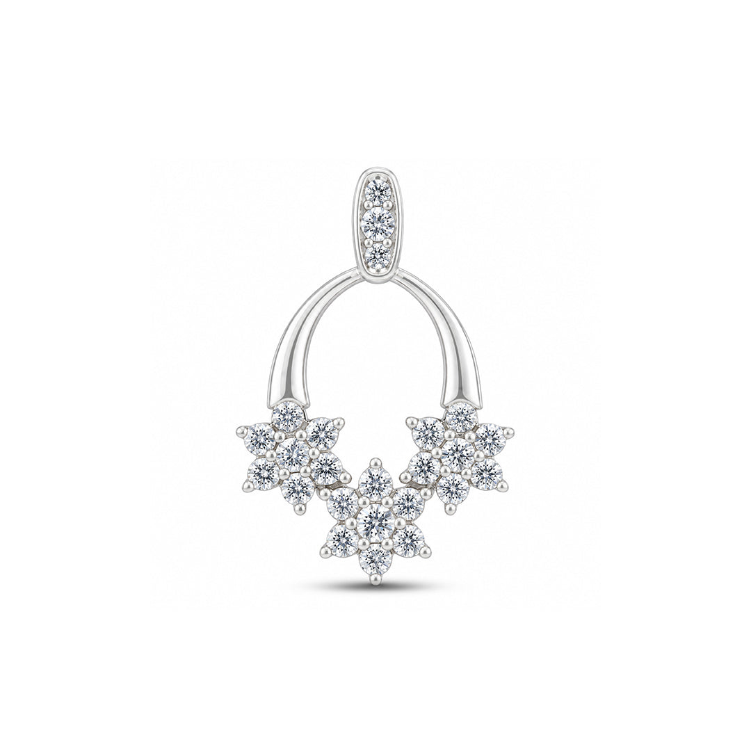 Triple Flower Cluster Sterling Silver Pendant