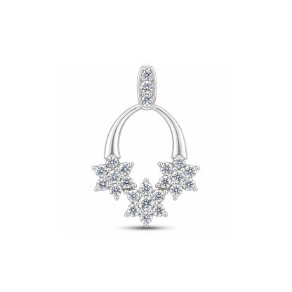 Triple Flower Cluster Sterling Silver Pendant