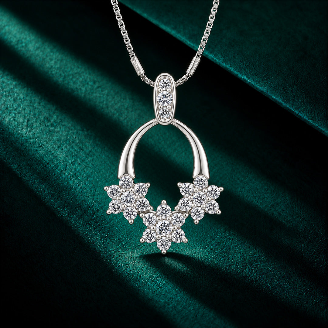 Triple Flower Cluster Sterling Silver Pendant