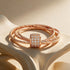 Triple Interlocking Twisted Rope Rose Gold Silver Ring