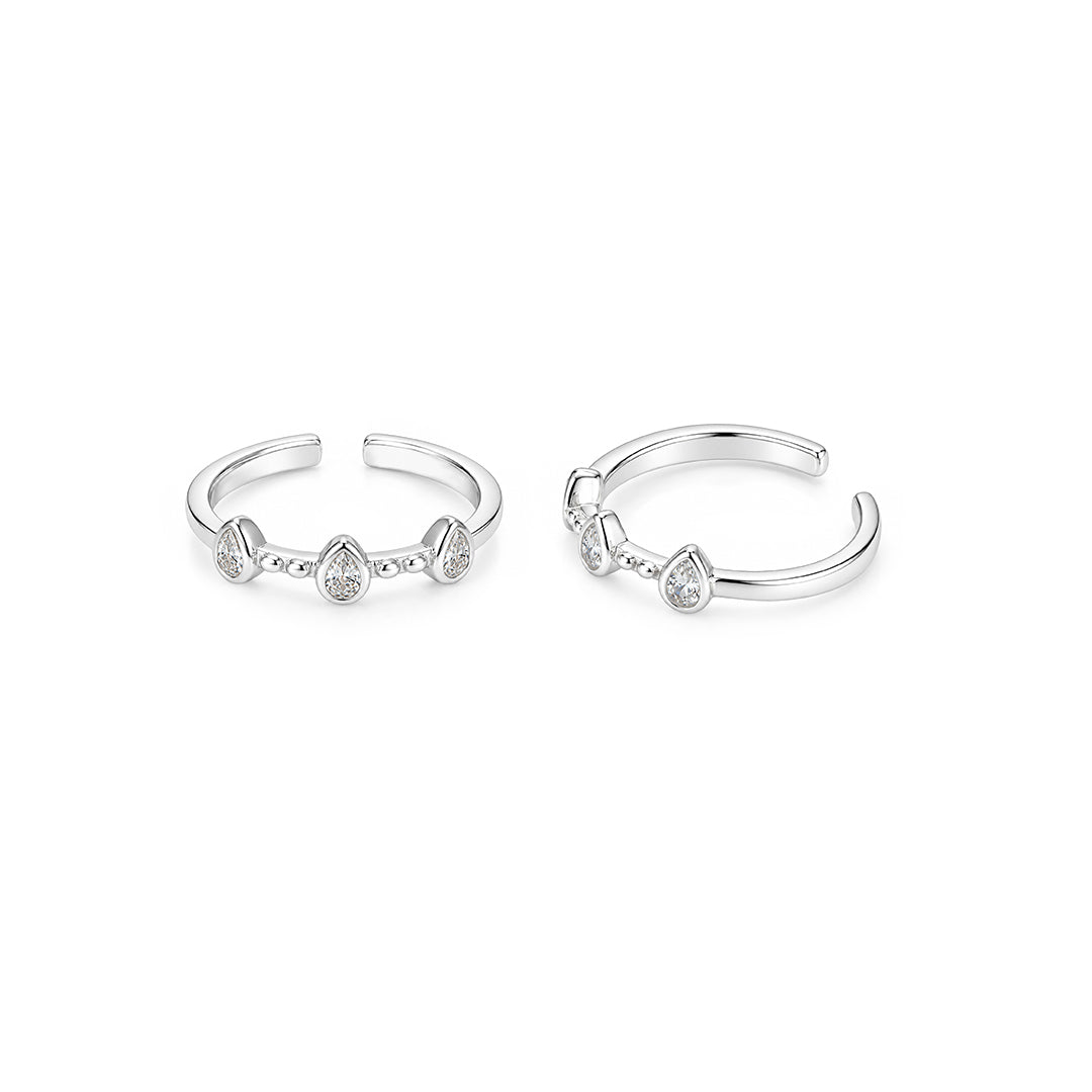Triple Pear Bezel Sterling Silver Toe Ring