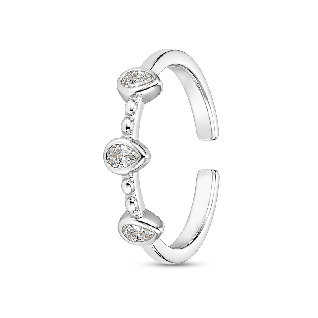 Triple Pear Bezel Sterling Silver Toe Ring