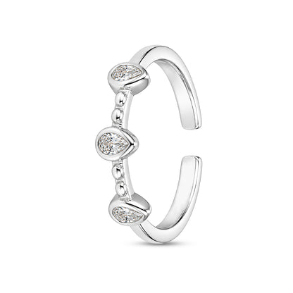 Triple Pear Bezel Sterling Silver Toe Ring