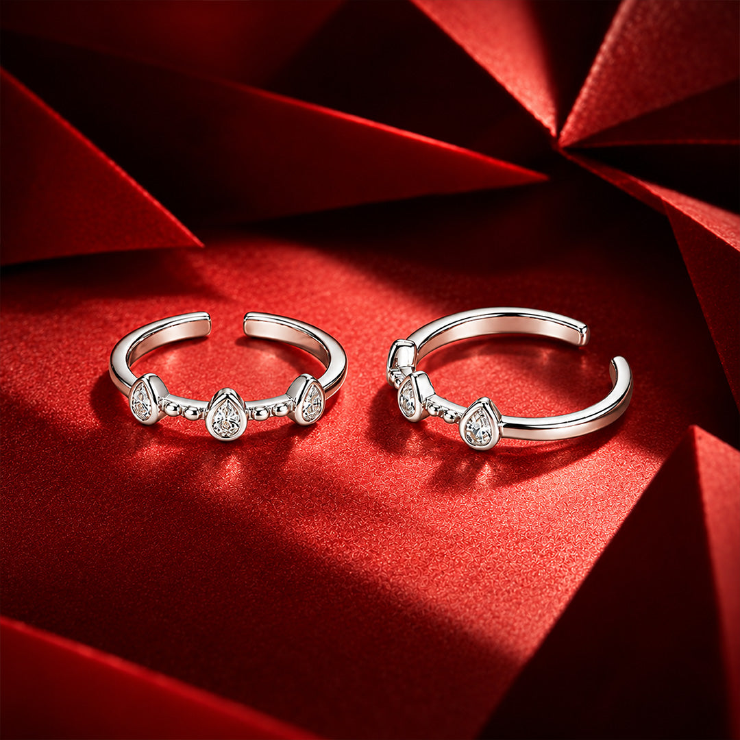 Triple Pear Bezel Sterling Silver Toe Ring