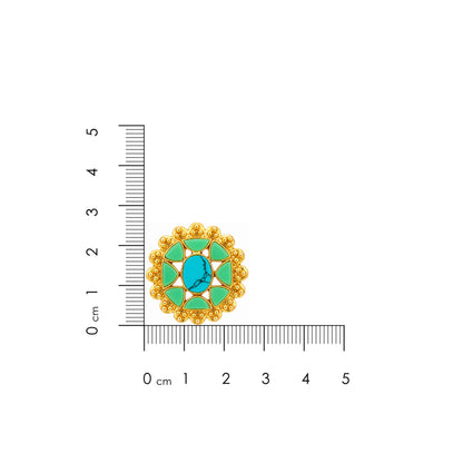 Turquoise Bloom Motif 925 Sterling Silver Stud Earrings