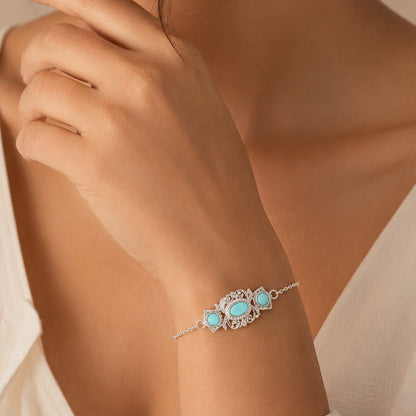 Turquoise Charm 925 Sterling Silver Designer Bracelet