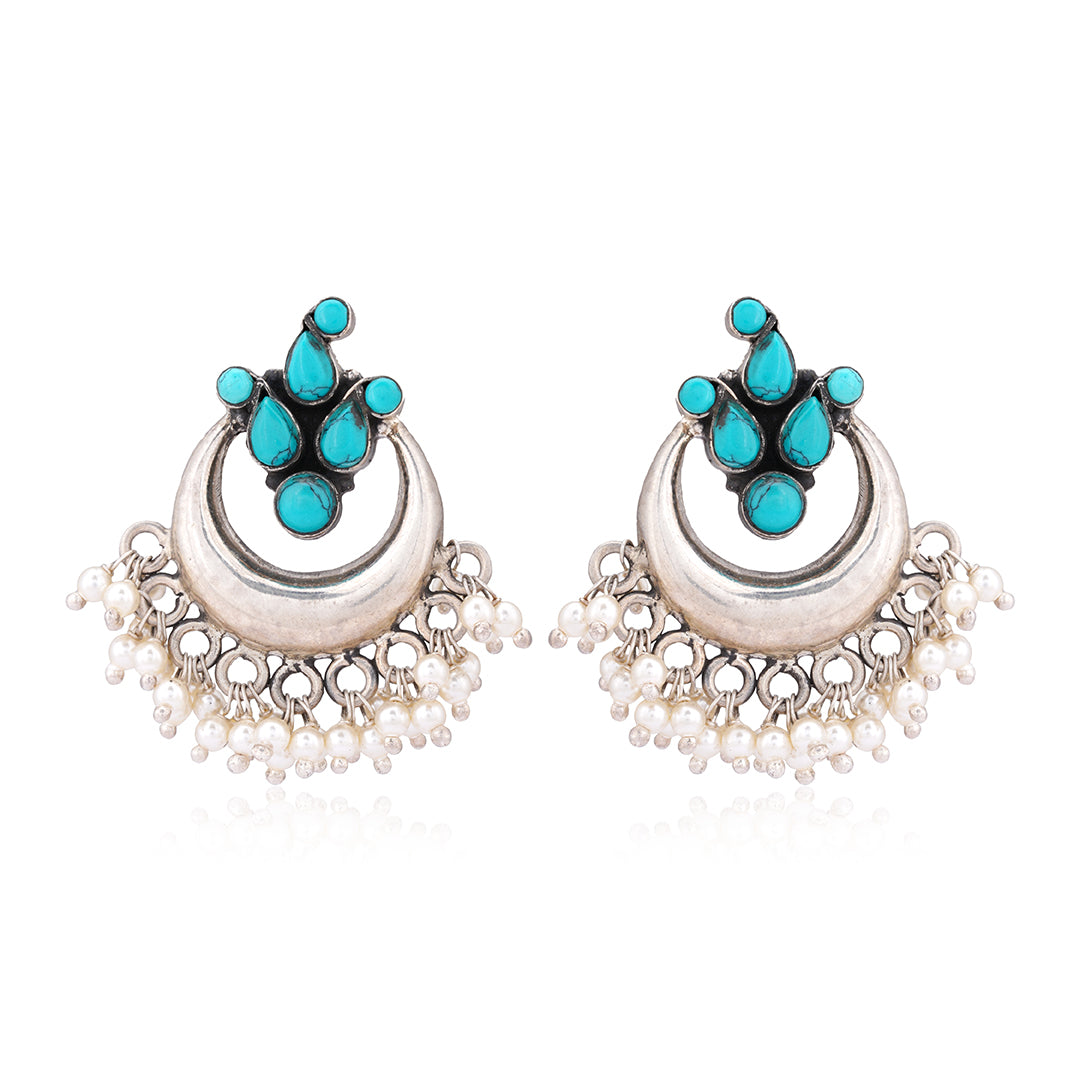 Turquoise Beads Sterling Silver Stud