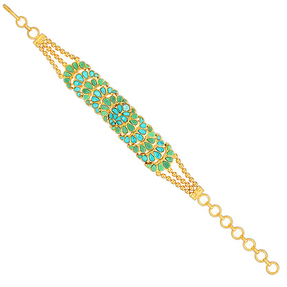 Turquoise Bloom 925 Sterling Silver Gold Plated Bracelet