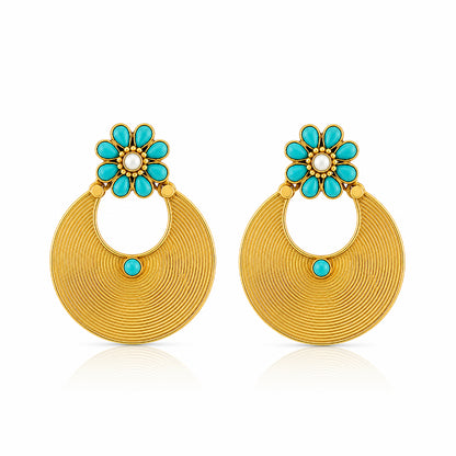 Turquoise Bloom 925 Sterling Silver Golden Halo Earrings
