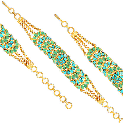 Turquoise Bloom 925 Sterling Silver Gold Plated Bracelet