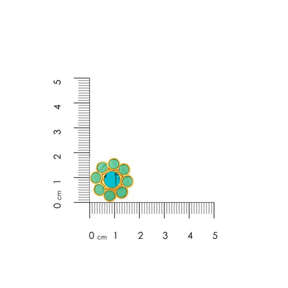 Turquoise Chakra 925 Sterling Silver Floral Stud Earrings