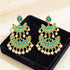 Turquoise Chandbali Golden Pearl 925 Sterling Silver Earring
