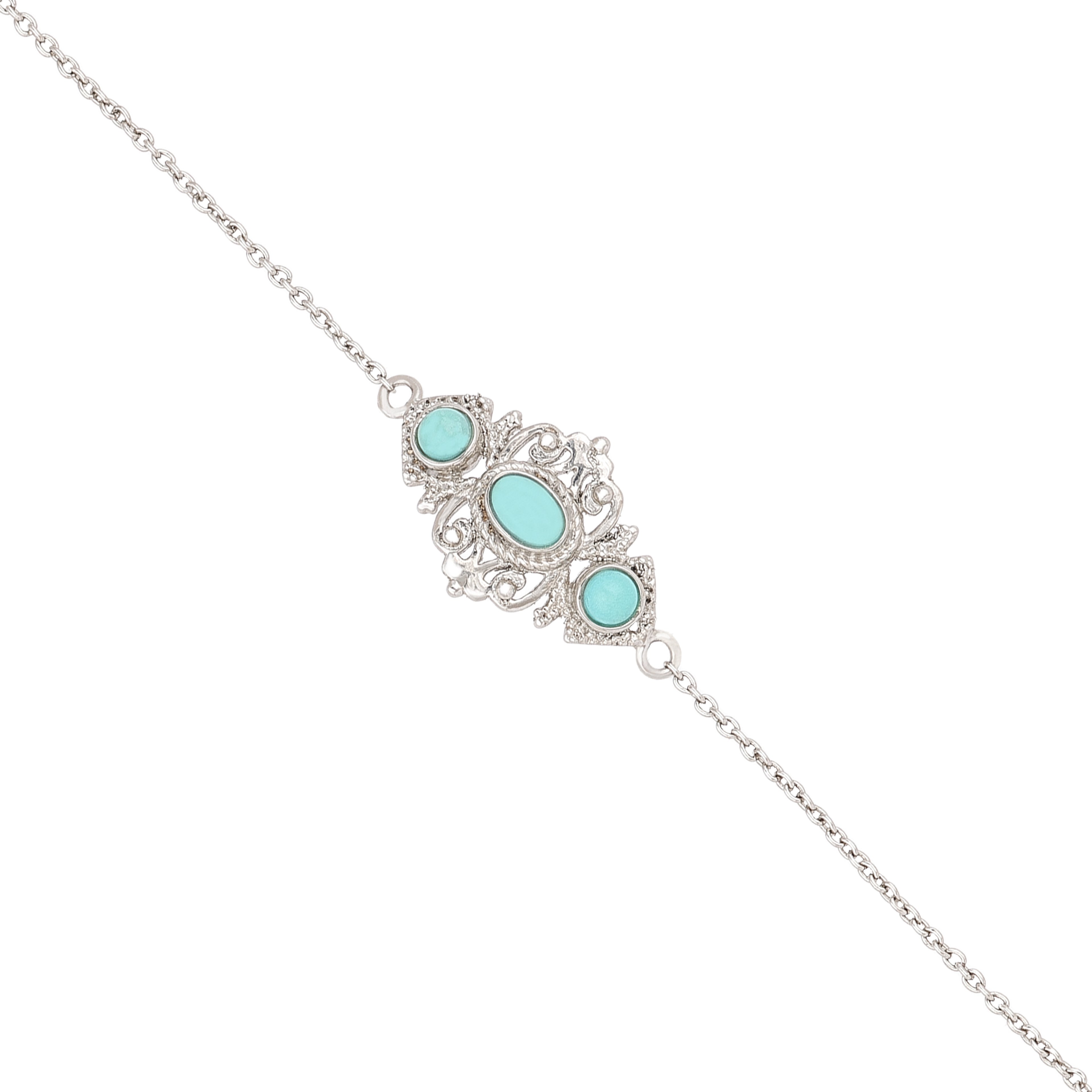 Turquoise Charm 925 Sterling Silver Designer Bracelet