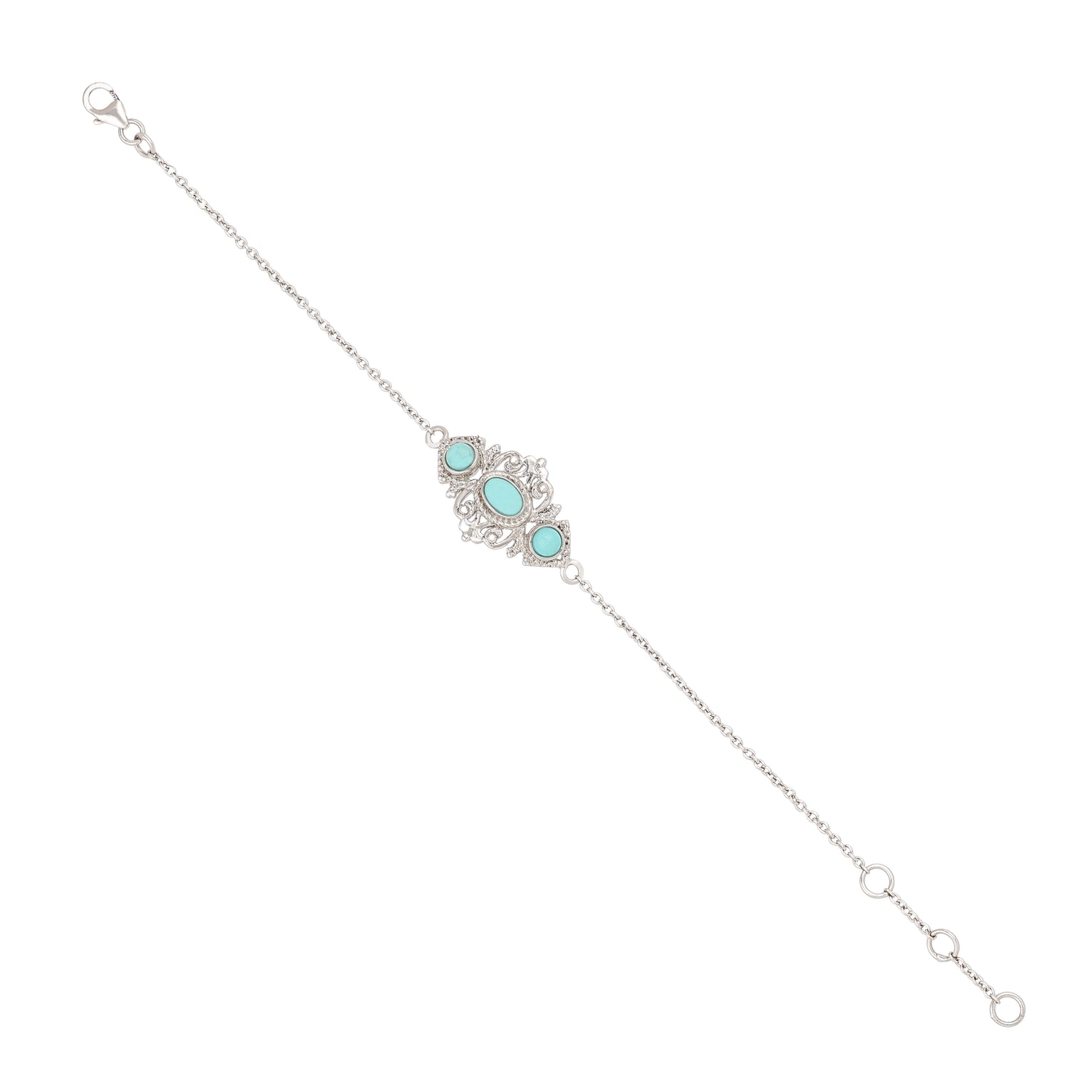 Turquoise Charm 925 Sterling Silver Designer Bracelet
