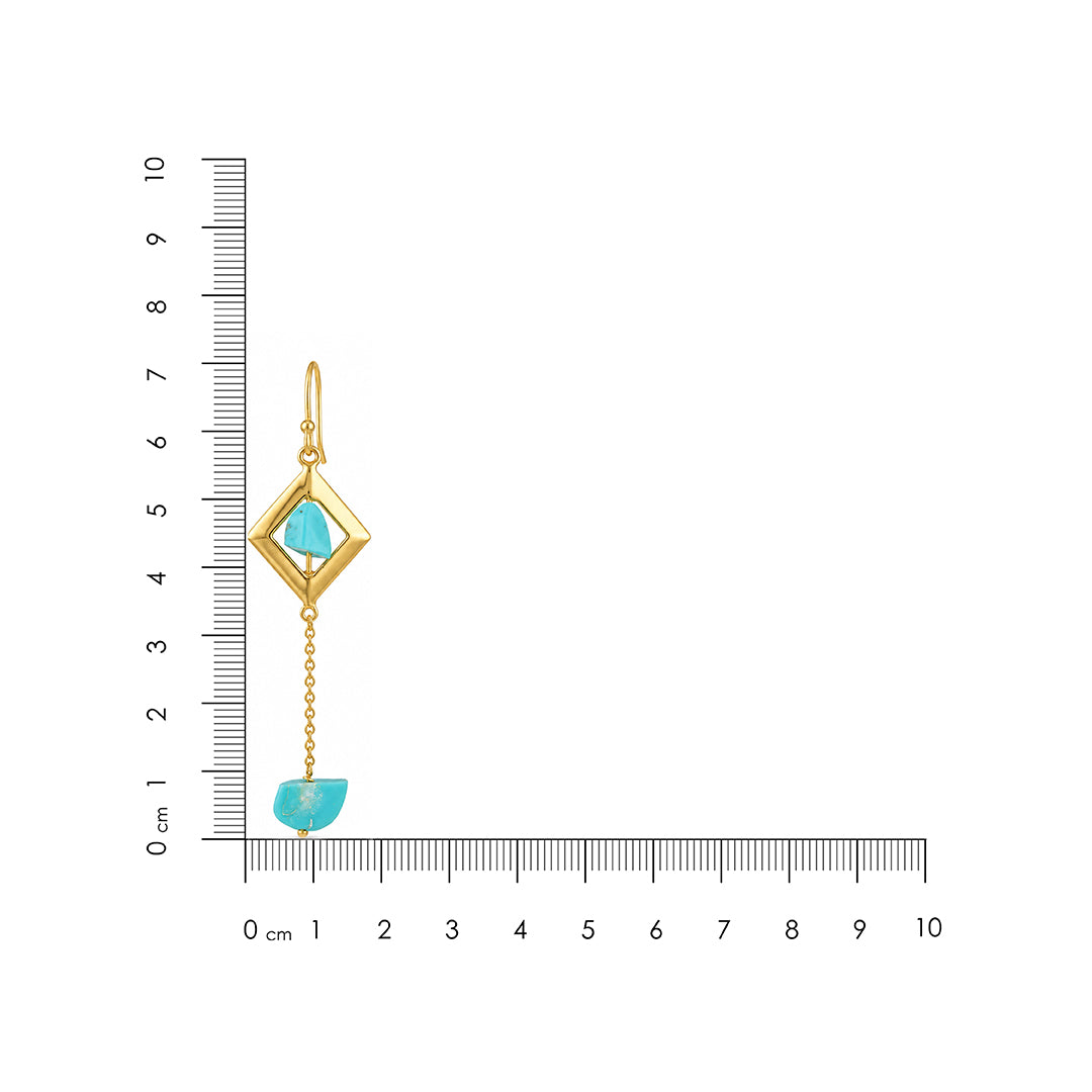 Turquoise Charm 925 Sterling Silver Chain Drop Earrings