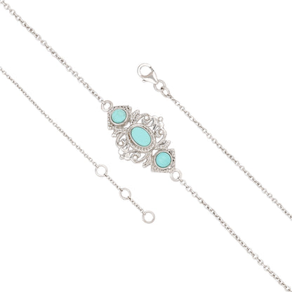 Turquoise Charm 925 Sterling Silver Designer Bracelet
