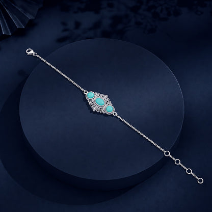 Turquoise Charm 925 Sterling Silver Designer Bracelet
