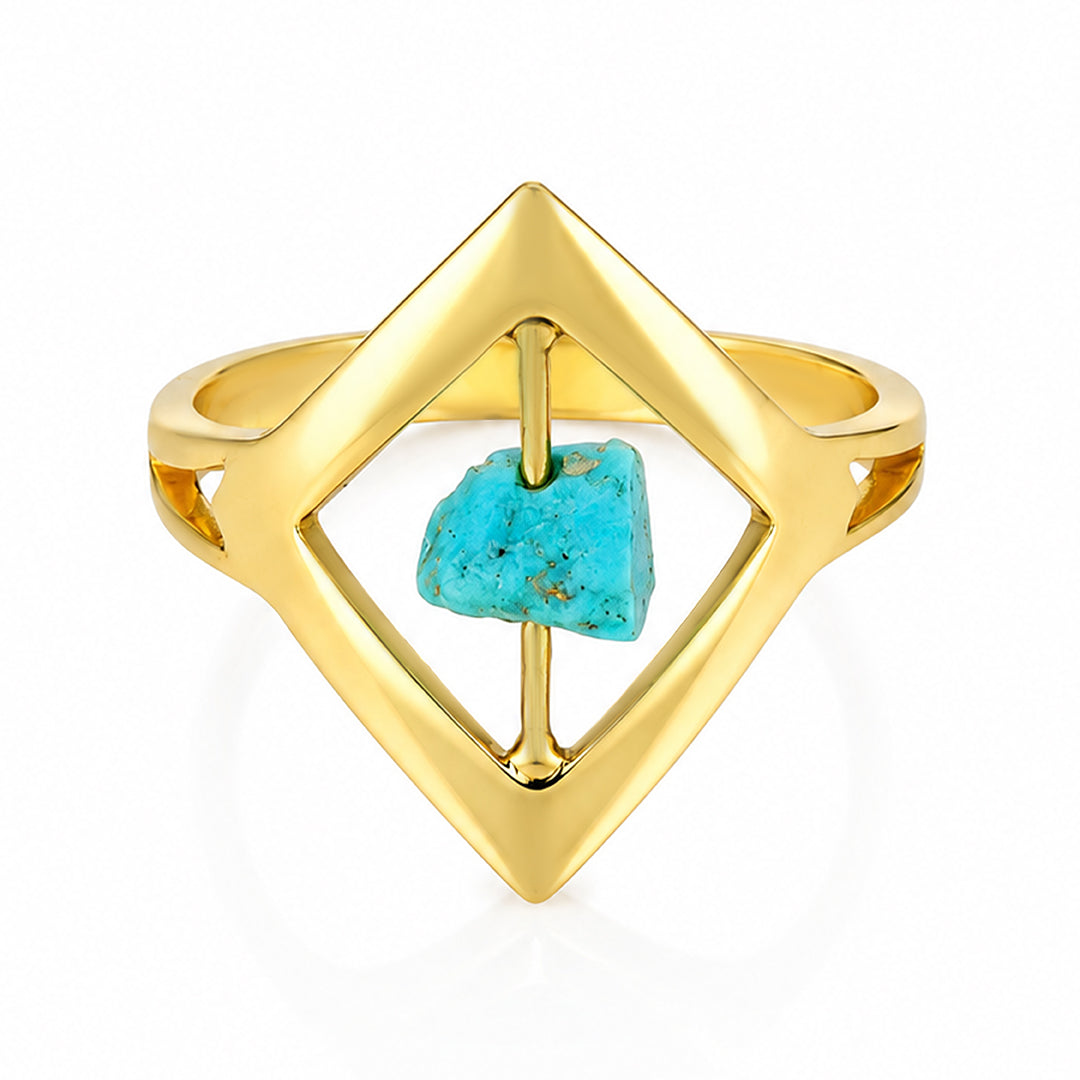 Turquoise Diamond Frame 925 Sterling Silver Statement Ring