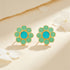 Turquoise Floral Bloom 925 Sterling Silver Stud Earrings