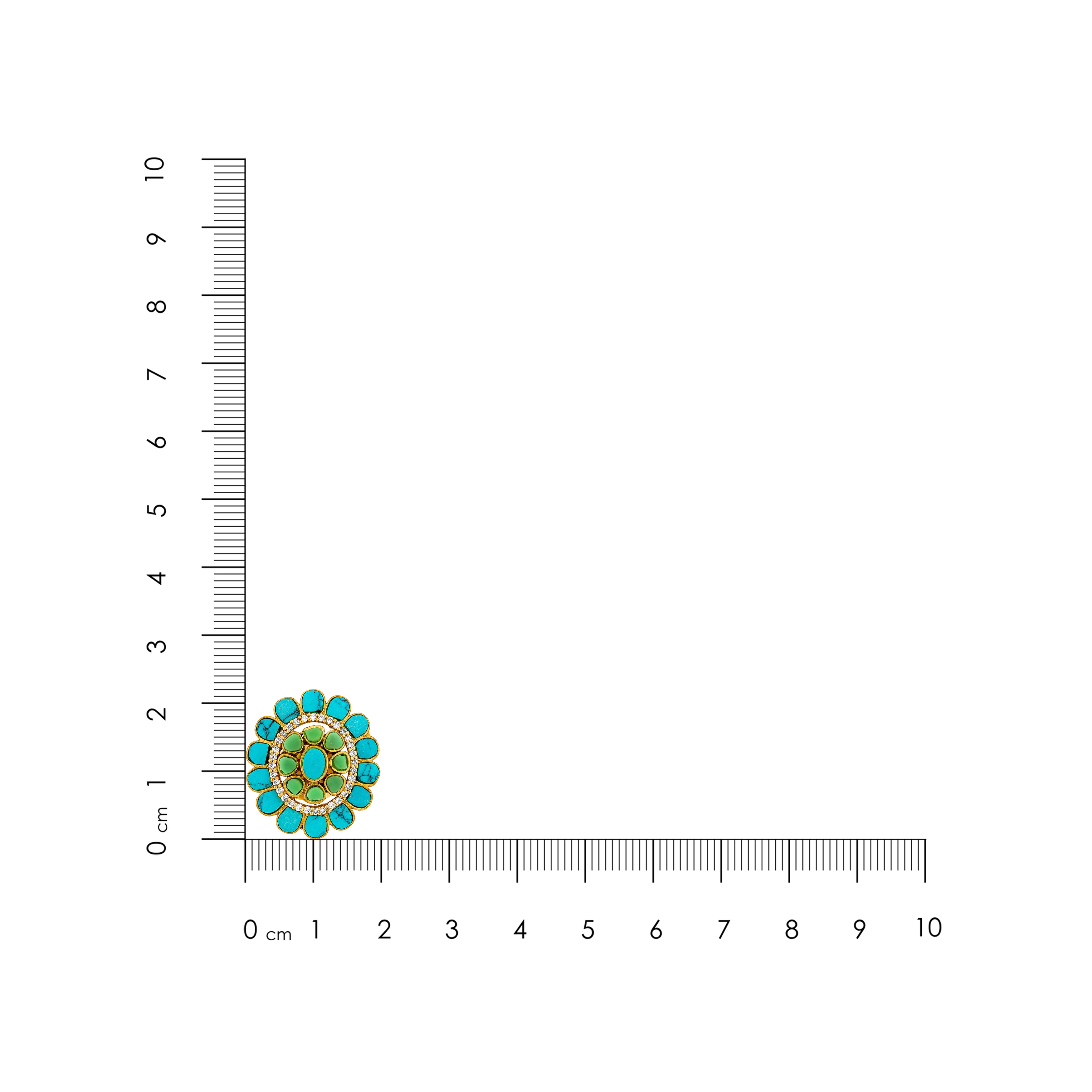 Turquoise Floral Halo Silver Stud Earrings