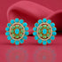 Turquoise Floral Halo Silver Stud Earrings