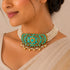 Turquoise Floral Kundan 925 Sterling Silver Pearl Necklace