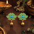 Turquoise Lotus Green Petal 925 Sterling Silver Golden Drop Earrings