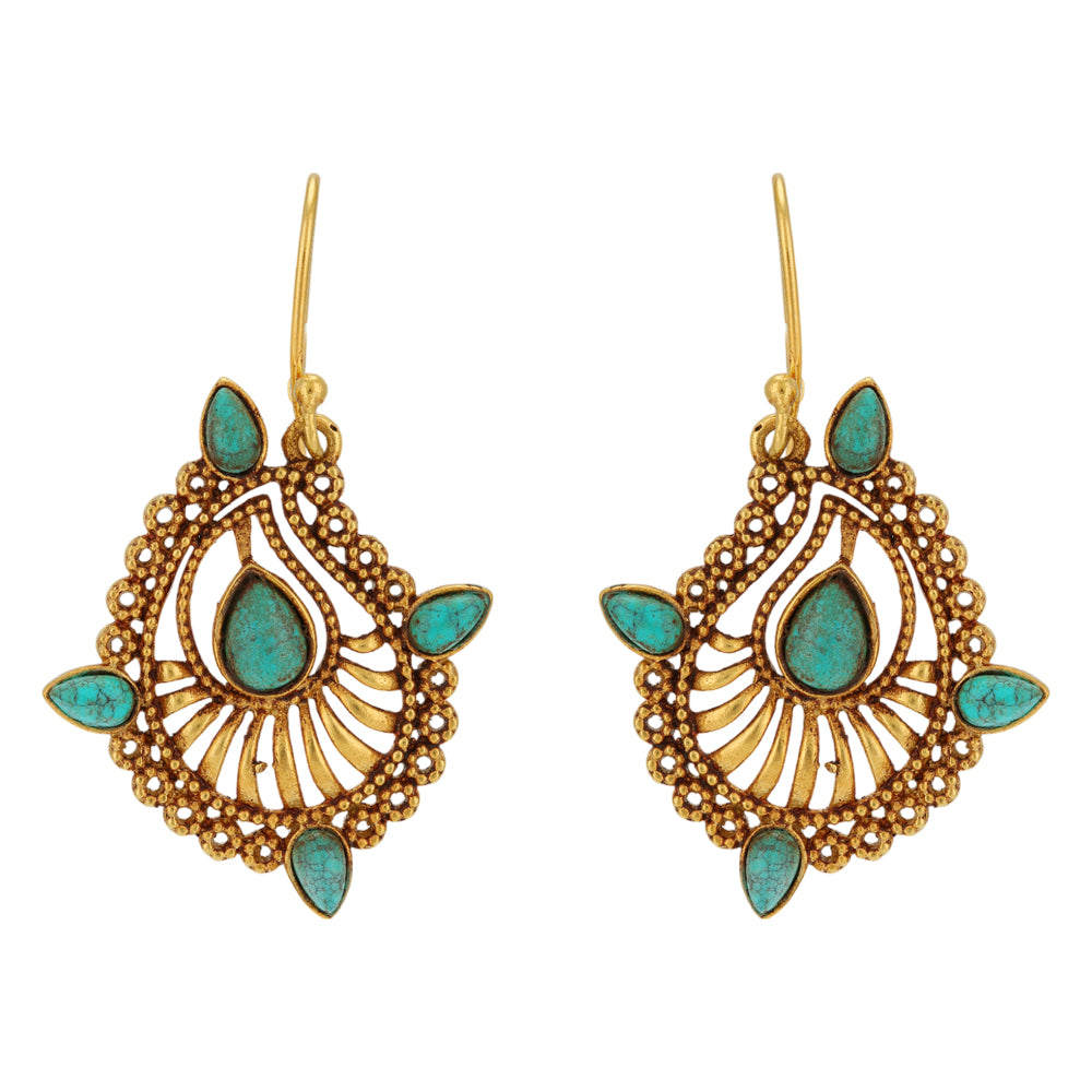 Turquoise Manga Enchantment 925 Gold Plated  Earrings)