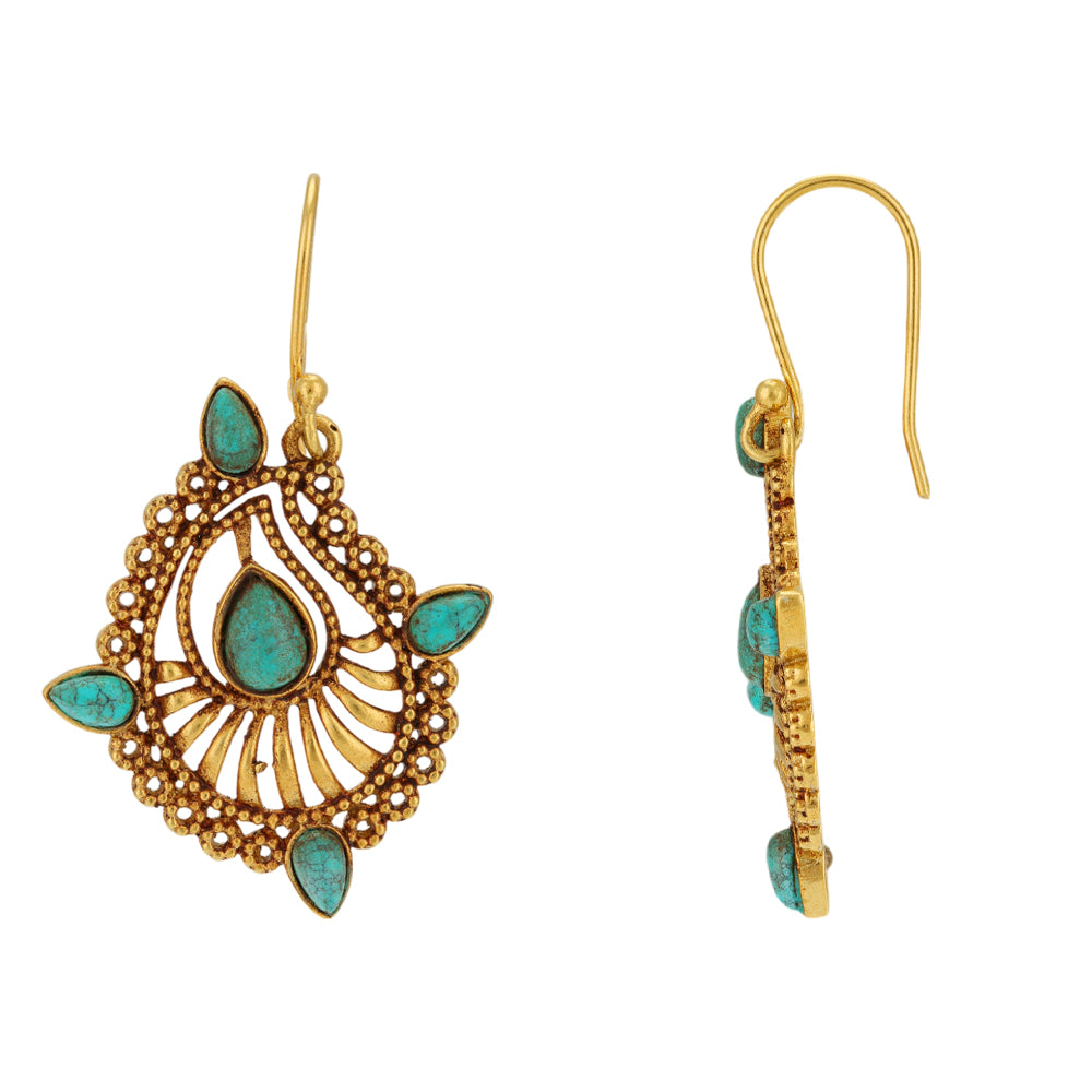 Turquoise Manga Enchantment 925 Gold Plated  Earrings)