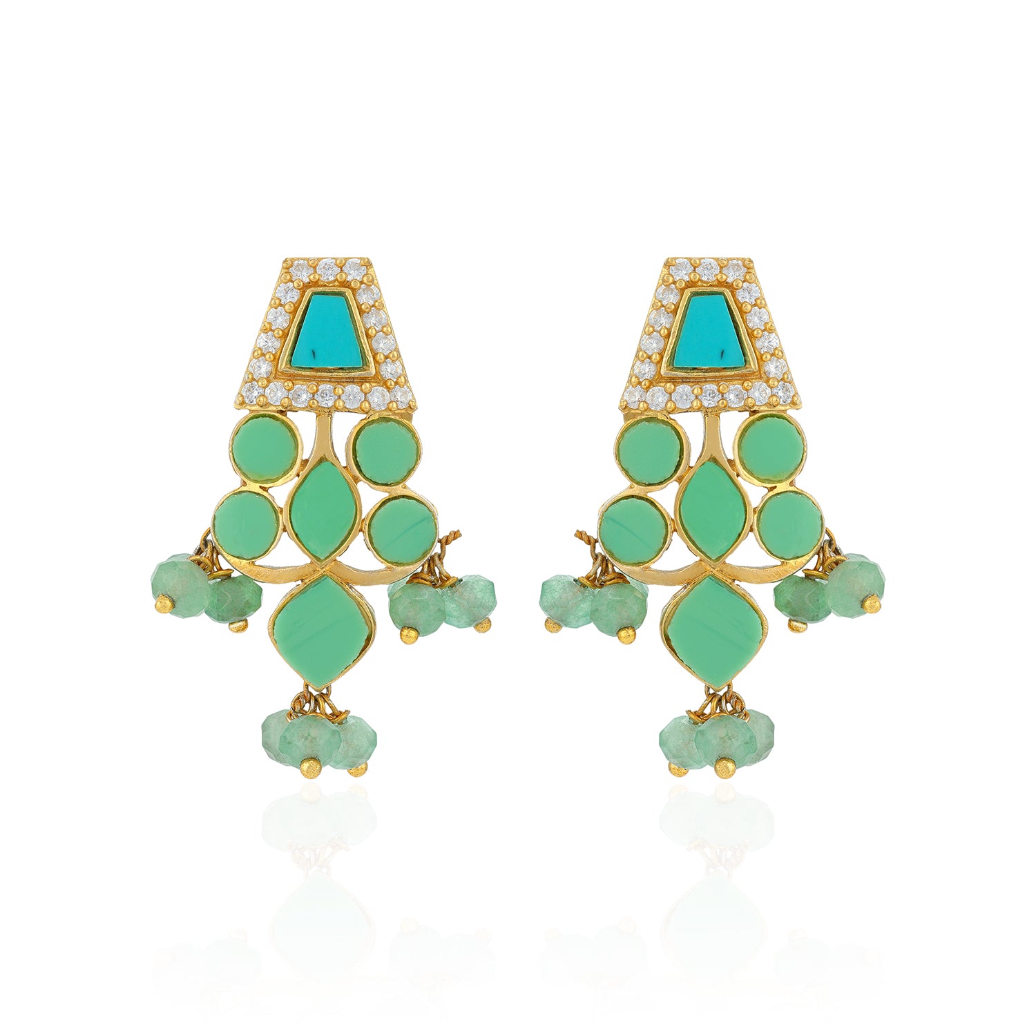 Turquoise Mosaic 925 Sterling Silver Drop Earrings
