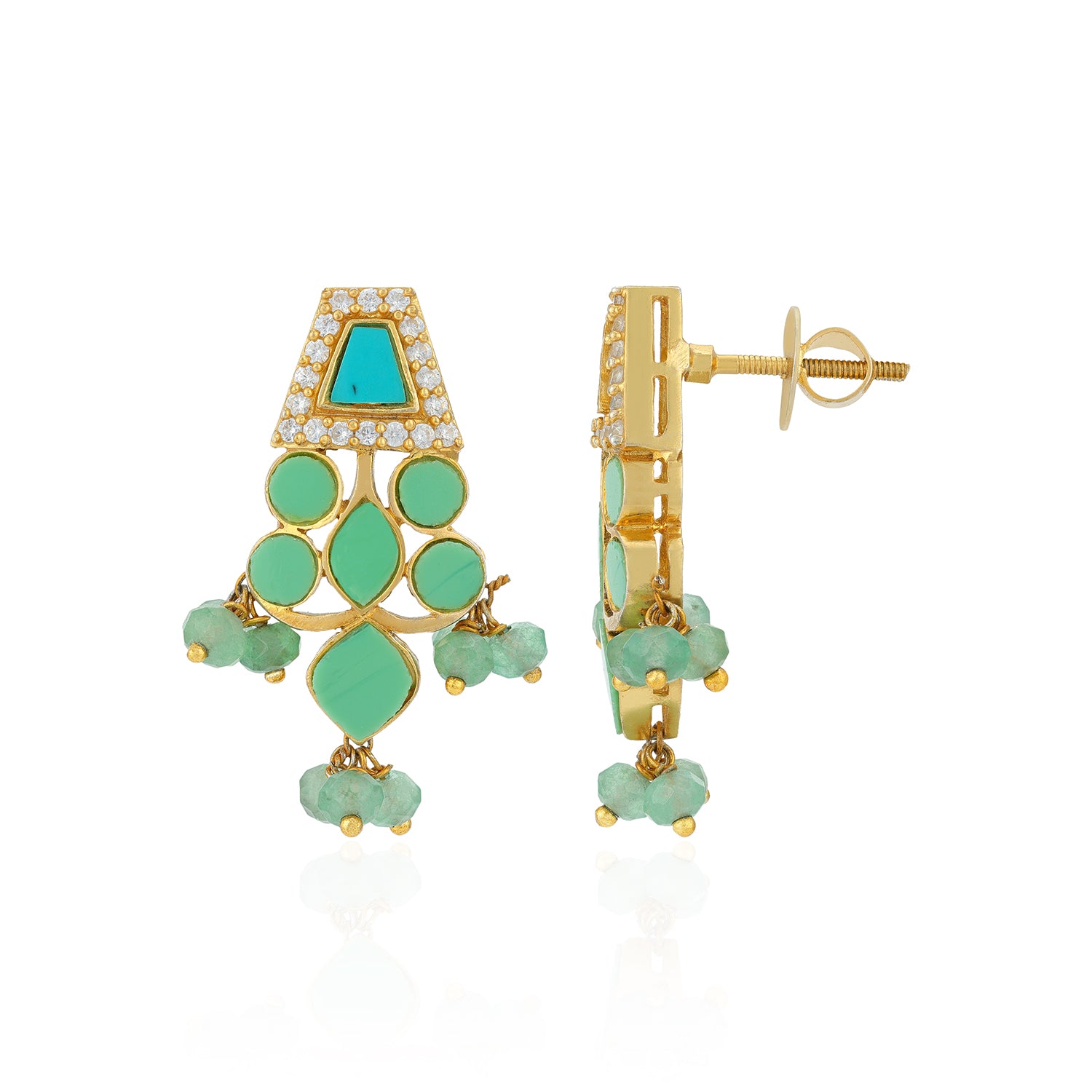Turquoise Mosaic 925 Sterling Silver Drop Earrings