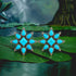 Turquoise Oxidized Silver Starburst Stud Earrings