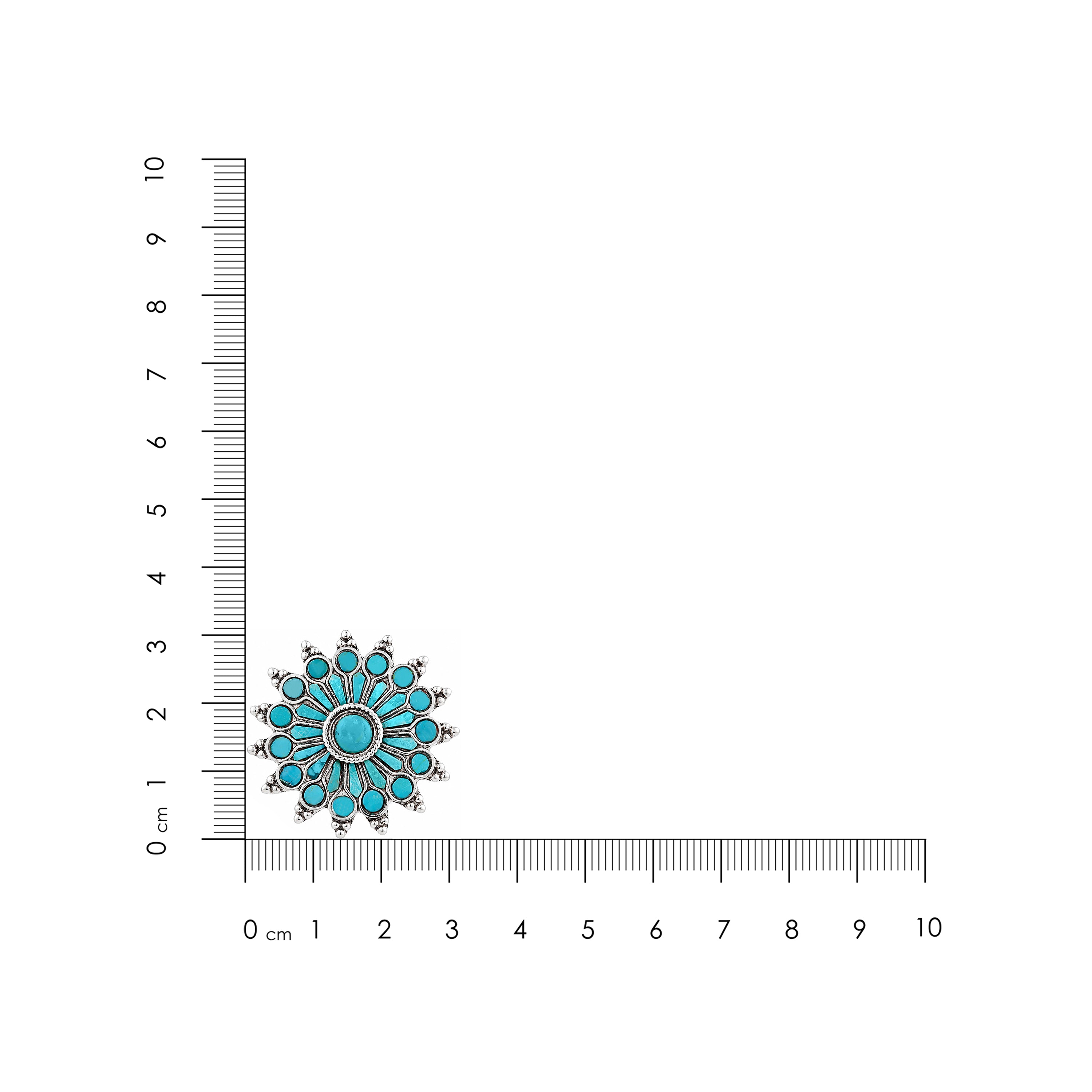 Turquoise Oxidized Silver Sunburst Stud Earrings
