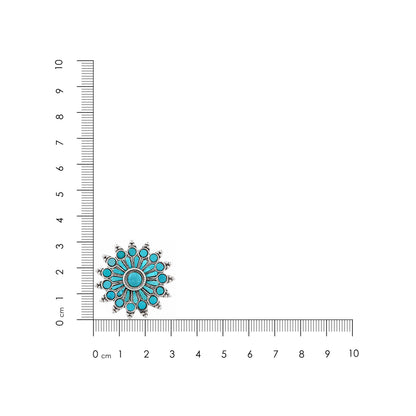 Turquoise Oxidized Silver Sunburst Stud Earrings