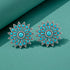 Turquoise Oxidized Silver Sunburst Stud Earrings