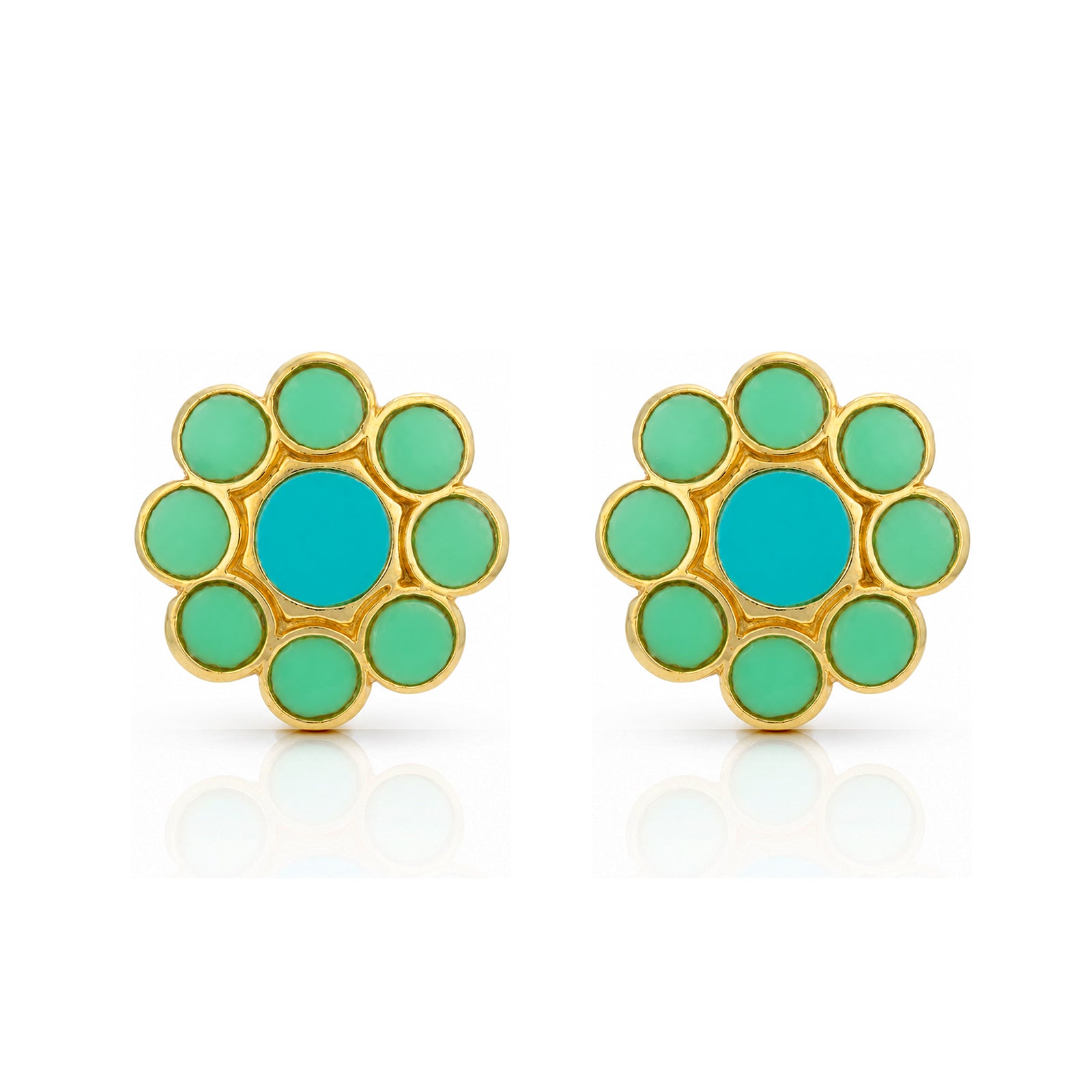 Turquoise Petal Charm 925 Sterling Silver Designer Earrings