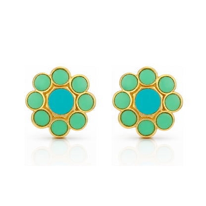 Turquoise Petal Charm 925 Sterling Silver Designer Earrings