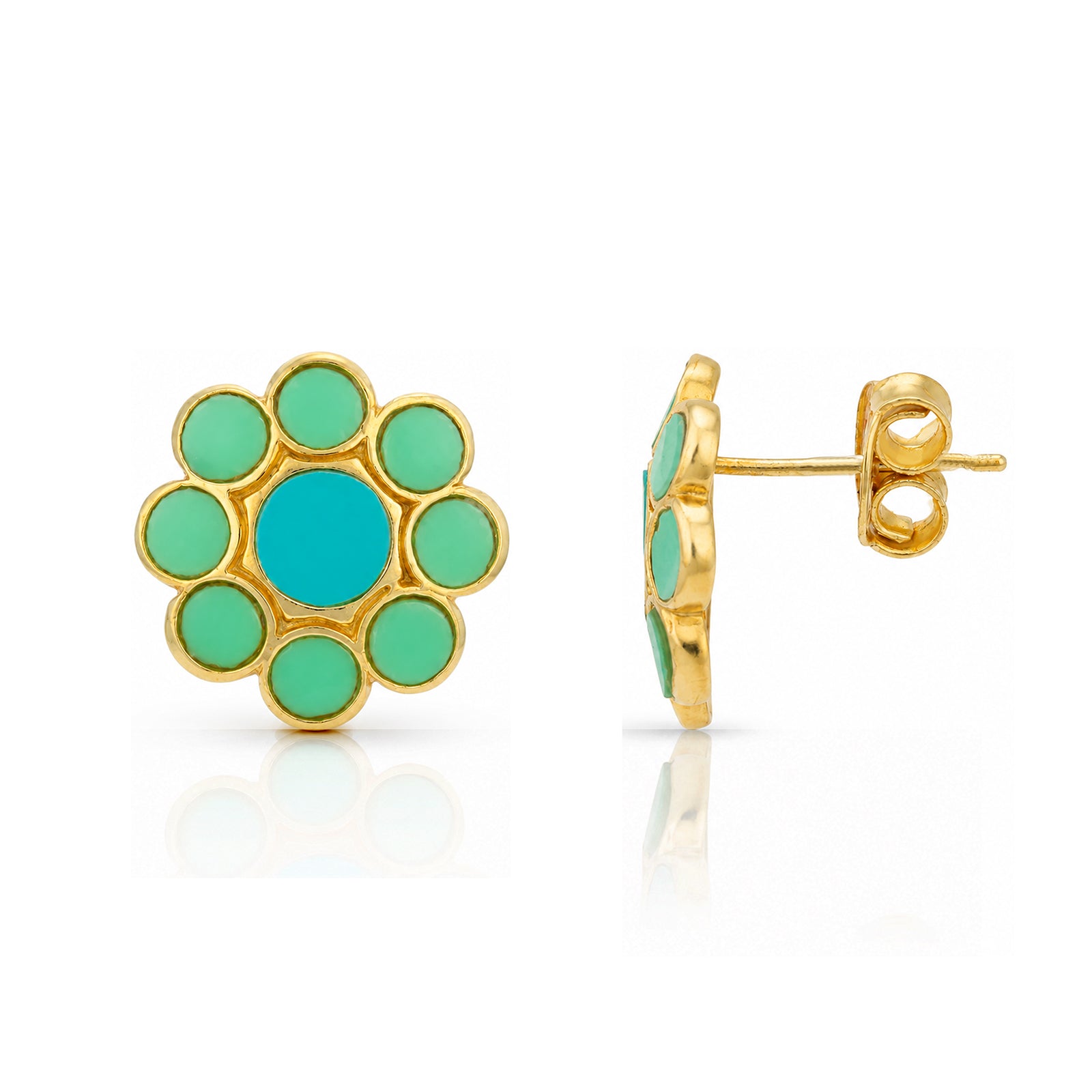 Turquoise Petal Charm 925 Sterling Silver Designer Earrings