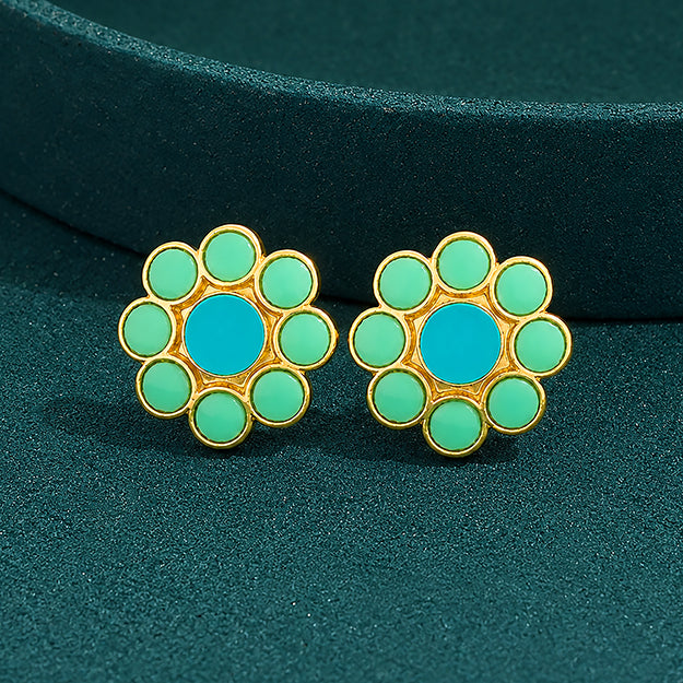 Turquoise Petal Charm 925 Sterling Silver Designer Earrings