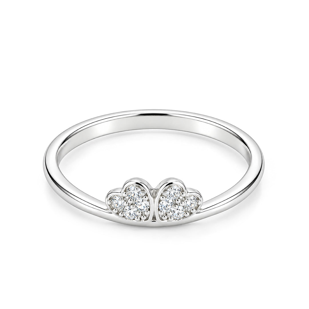 Twin Heart Cluster Sterling Silver Ring