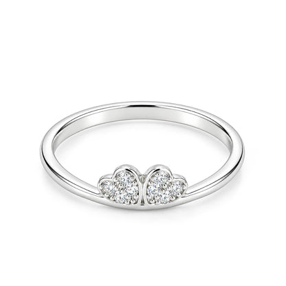 Twin Heart Cluster Sterling Silver Ring