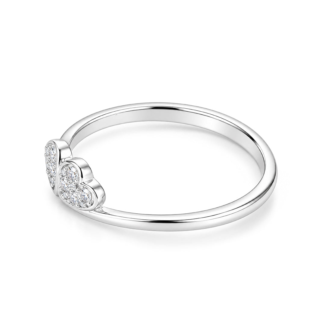Twin Heart Cluster Sterling Silver Ring