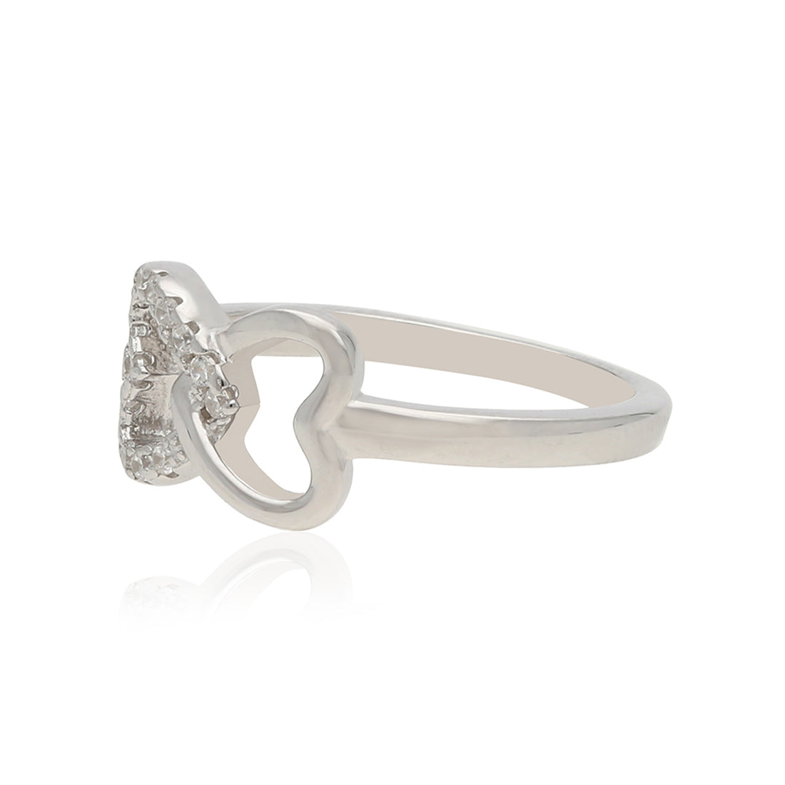 Twin Hearts 925 Rhodium Interlocked Love Ring