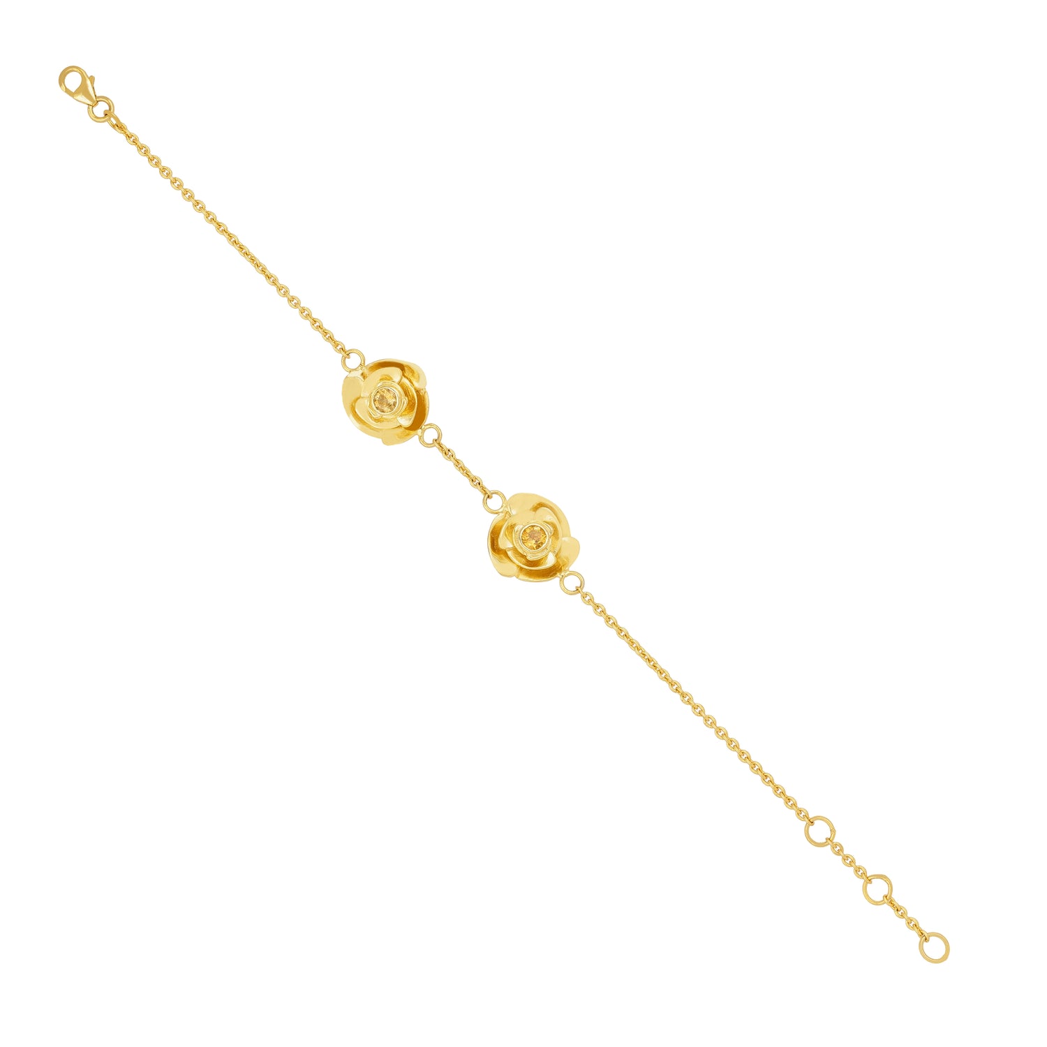 Twin Rose Golden 925 Sterling Silver Chain Bracelet