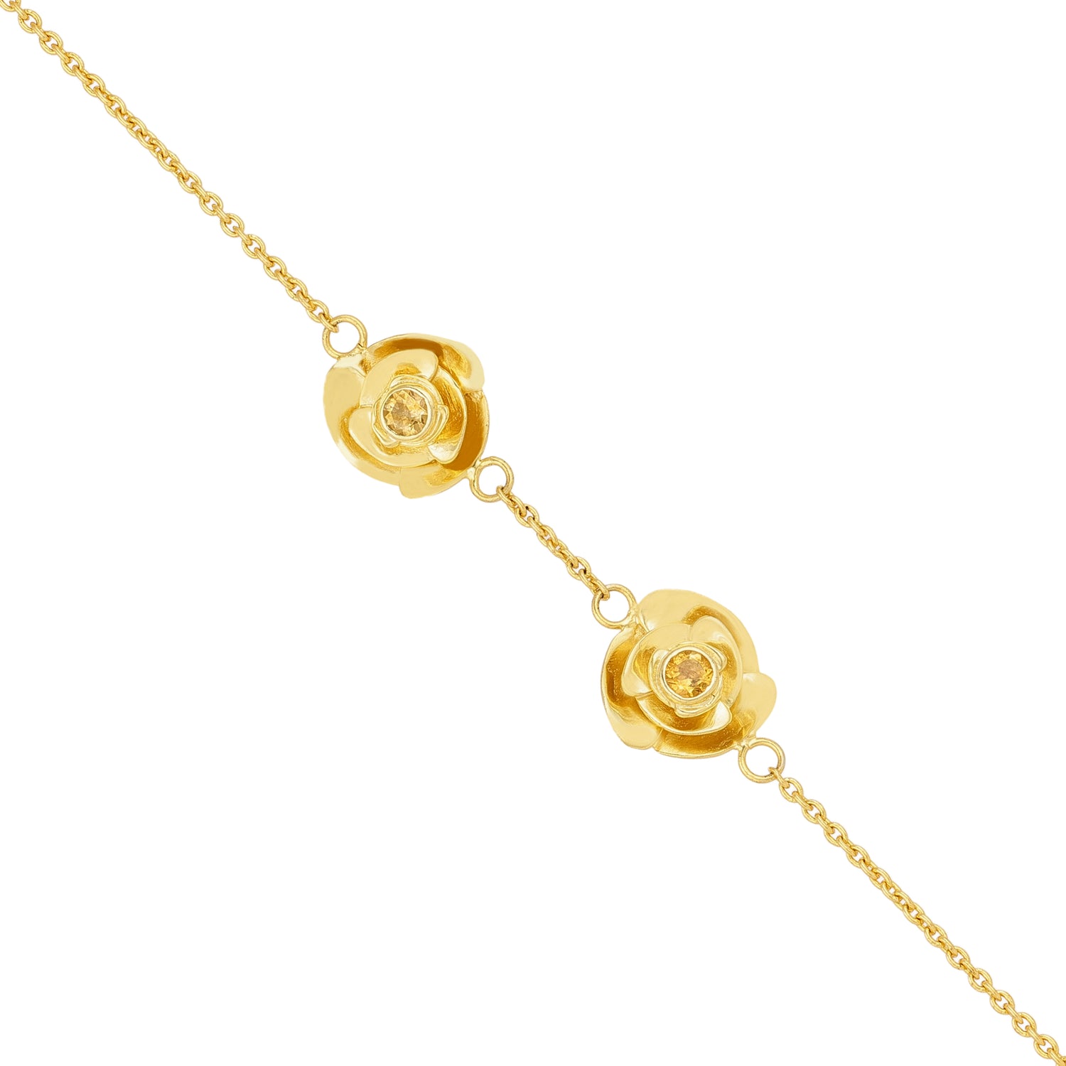 Twin Rose Golden 925 Sterling Silver Chain Bracelet
