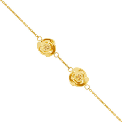 Twin Rose Golden 925 Sterling Silver Chain Bracelet
